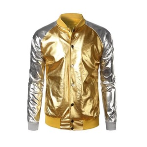 Blouson Bomber Métallique Argenté et Doré Brillant – Vêtement d'extérieur Tendance – Fabricant de Tenues Scéniques Haut de Gamme - Product Image 4