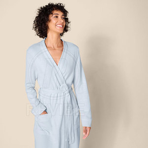 Peignoir élégant et confortable pour femme, toucher doux, été/hiver, 100% coton, manches longues, articles essentiels pour la maison de haute qualité - Product Image 6