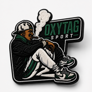 Patch brodé Oxytag Sport, appliqué thermocollant, forme irrégulière, décoration textile, prix abordable, vente en gros, patchs personnalisés OEM - Product Image 5