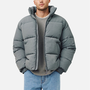 Men's Best Selling Bubble Puffer <b>Jacket</b> Casual Zipper Front Solid Color <b>Waterproof</b> Windproof Polyester Wadding <b>Winter</b> Wear Stand - Product Image 5