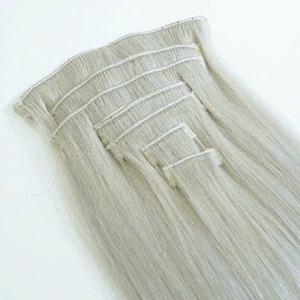 Extensiones de cabello con clip, combinación de color plateado, disponibles al por mayor, piezas de alta calidad, extensiones de cabello humano vietnamita 100%. - Product Image 1