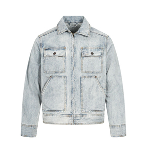 Vestes en jean pour hommes avec poches latérales, logo personnalisé, streetwear tendance, veste en jean de haute qualité - Product Image 1