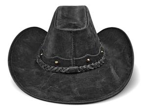 Sombrero de Vaquero de Cuero Genuino Negro Personalizado OEM, Sombrero de Vaquero Vintage de Ala Ancha, Fabricante Mayorista - Product Image 6