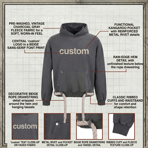 Sweat-shirt à capuche unisexe pour homme OEM ODM avec ourlet à cordon et poche kangourou, logo personnalisé - Product Image 4