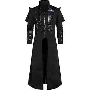Men's Steampunk Trench Coat Victorian Slim Suit Collar Solid Double Breasted Zipper Coat - Product Image 1