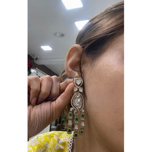 Royal Premium Quality Brass <b>Gold</b> Plated Drop <b>Earrings</b> <b>Set</b> For Women Wedding Wear Occasion - Product Image 1