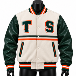 <b>Track</b> Stuff Custom <b>Mens</b> Varsity Letterman <b>Jacket</b> Wool Cotton Stand Collar Custom Embroidered Logo Front Streetwear Winter - Product Image 1