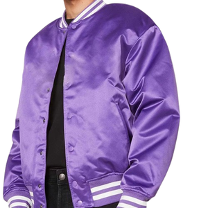 Veste de baseball en satin personnalisée de haute qualité, respirante, avec logo d'équipe sportive, pour hommes - Product Image 3