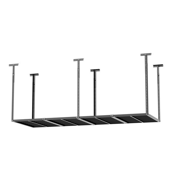 Heavy Duty 3x8 Overhead Garage Storage Rack 750LBS Ceiling Mounted Rack 750LBS Black Adjustable Shelves