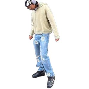 Sudaderas con capucha con cremallera lavadas vintage recortadas con logotipo personalizado algodón polar desgastado de gran tamaño boxy suelto hombro caído tamaño cómodo - Product Image 3