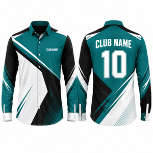 เสื้อเชิ้ตแขนยาวทรงสปอร์ตสำหรับผู้ชาย ปกคอปกพับ ลายพิมพ์ซับลิเมชั่น ลายเพ้นท์มือ ระบายอากาศได้ดี ติดกระดุมเม็ดเดียว แห้งเร็ว - Product Image 1