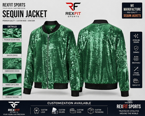 Custom Sequin Jacket Bomber Jacket Velvet Track <b>Top</b> Sparkling <b>Feather</b> Pattern Winter Outerwear OEM ODM - Product Image 6