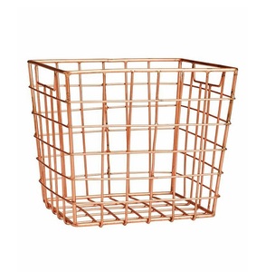 Panier de rangement en fil métallique rose doré de qualité supérieure à prix abordable avec poignées pour la maison et l'hôtellerie - Product Image 4