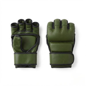 <b>Black</b> Leather MMA Boxing <b>Gloves</b> Half Finger Breathable Moisture-Wicking Quick Drying Lightweight Adjustable Boxing Martial Arts - Product Image 5