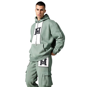 Pantalones Cargo de diseñador de marca personalizada para hombre, chándal con capucha y bolsillo de canguro, jersey de 2 piezas, trajes para el sudor - Product Image 1