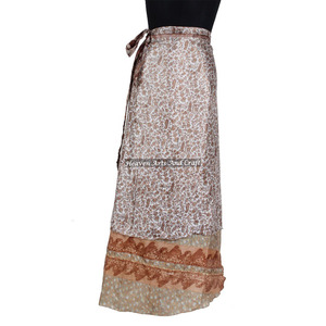 Jupe longue africaine traditionnelle imprimée pour femmes, 2 couches réversibles, en soie magique, style sari - Product Image 4