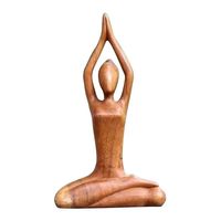 Sculpture de yoga en bois artisanale, figurine abstraite de posture de yoga pour la décoration de maisons de luxe et les espaces bien-être