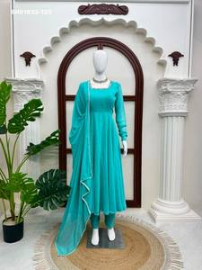 Best Quality Faux Georgette with Mirror Hand work & Full-Sleeve & Full-Flared Anarkali Suit-Pant-Dupatta Set Worldwide Supplier - Product Image 2