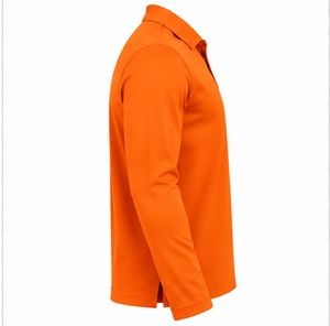 Polo de Manga Larga para Hombre, Color Sólido, Corte Regular, Cuello con Botones, Color Naranja - Product Image 3