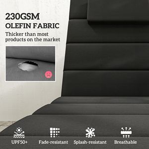 Set di 2 Cuscini per Sdraio da Esterno UPF50+ 230gsm in Olefin, Pieghevoli, 80 x 26 Pollici, Neri - Product Image 4