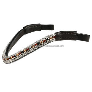 Top Grain Cow Leather Horse Brow Bands in Multicolor Crystals Luxury 3 Row Multicolor Pearl & Crystals Bling <b>Bridle</b> Brow Band - Product Image 2