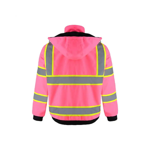 Chaqueta de Seguridad de Alta Visibilidad Rosa Clase 2, Impermeable, Reflectante, con Capucha y Cierre de Cremallera - Product Image 2