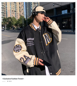 Blouson universitaire personnalisé pour homme, style streetwear hiver, broderie premium, OEM/ODM, 100% laine peignée sur le devant - Product Image 2
