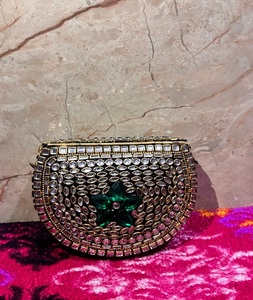 Sac à main de mariée vintage, mode, mosaïque de couleurs mélangées, miroir, fait main, métal Kundan - Product Image 5