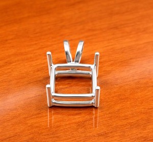 Handmade 925 Silver 10mm Square 4 Prong Semi Mount Designer Charm Pendant Stone Setting DIY Keepsake Resin Work Jewelry Findings - Product Image 2