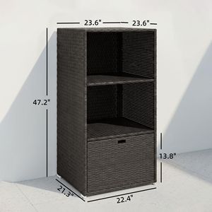 Moderno Portasciugamani Elettrico da Piscina, Resistente all'Acqua, in Plastica PE Effetto Rattan, Organizzatore con 2 Ripiani e 1 Cassetto - Product Image 2