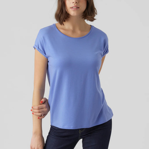 T-shirts décontractés pour femmes, coupe ajustée, qualité supérieure, vente en gros, t-shirts unis à manches courtes pour l'été - Product Image 2