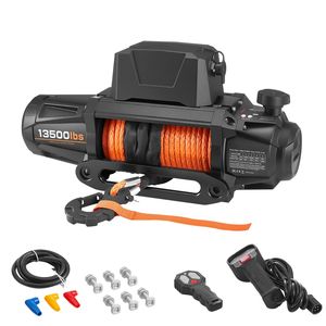 Verricello Elettrico 12V DC per Camion con Capacità di Carico di 13500 Libbre e Cavo Sintetico da 3/8 X 92 Piedi, Controllo Remoto Wireless e Cablato - Product Image 1