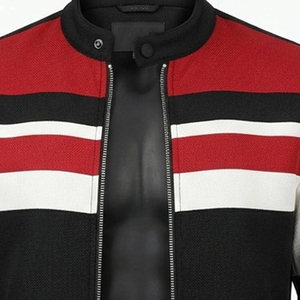 Chaqueta de Cuero Genuino para Hombre, Diseño Moderno con Bloques de Color, Chaqueta de Cuero Transpirable de Alta Calidad con Cuello Alto para Invierno - Product Image 4