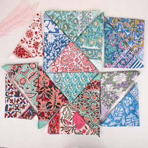 Block Printed Handmade Fashion Floral Pattern Cotton <b>Square</b> <b>Scarf</b> Ethnic Style Multicolor Multifunctional Bandana Skin-Friendly - Product Image 6