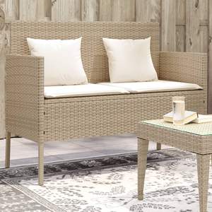 Banc de jardin en rotin PE beige de 44,5 pouces de large, catégorie de produits : bancs de patio - Product Image 1