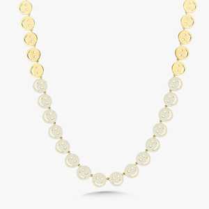 10k 14k 18k Gold Smiley Face Necklace Statement Collar F VS Round Cut Lab Grown Diamond Pave Curved <b>Choker</b> Jewelry For Women - Product Image 3