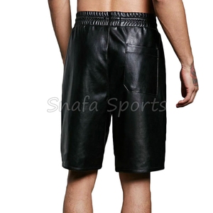 กางเกงขาสั้นหนังผู้ชายลำลองสำหรับออกกำลังกาย ใส่ได้ในฤดูร้อน แฟชั่นใหม่ กางเกงขาสั้นลำลองผู้ชาย หนังแท้ 100% - Product Image 2