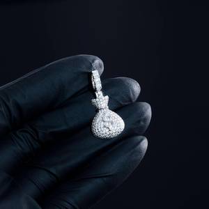 Colgante de Plata 925 con Moissanita para Hombre, Diseño de Bolsa de Dinero, Colgante Grueso Iced Out, Joyería Hip Hop para Raperos, Colgante con Símbolo de Dólar - Product Image 2