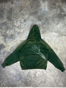 เสื้อฮู้ดดี้สีเขียวมะกอกแบบวินเทจสุดเท่ ตัดเย็บตามสั่ง ดีไซน์พิเศษ เนื้อผ้าหนา 380 GSM ผ้าฝ้ายสไตล์สตรีทแวร์ ลุคดิสเทรส - Product Image 5