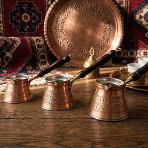 Cafetera Turca de Cobre Hecha a Mano, Olla para Preparar Café Árabe, Cezve, Olla Calentadora de Café para Cocina o Cafetería - Product Image 5