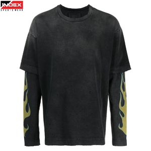 T-shirt double couche streetwear tendance, élégant, en tissu doux, coupe confortable, pour hommes et femmes, décontracté, à porter au quotidien - Product Image 1