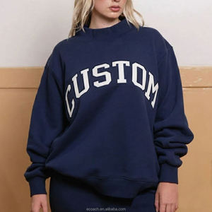 Custom Letter Print Custom Logo Women <b>Mock</b> Neck Sweatshirt Mockneck Sweat <b>Shirt</b> Pullover Cotton Fleece Embroidery <b>Jumper</b> - Product Image 2