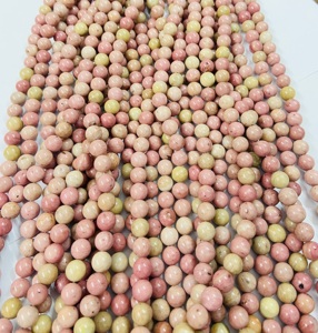 Perles rondes en rhodonite de la marque Rare Gems Factory, 15,5 pouces, certifiées par un tiers du Rajasthan, pour la fabrication de bijoux - Product Image 5