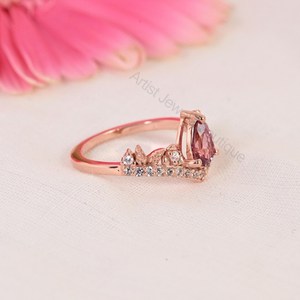 Tourmaline rose naturelle en forme de poire, argent sterling 925, or massif, pierre précieuse de luxe, bijoux fins pour mariage et fiançailles, OEM ODM, vente en gros - Product Image 3
