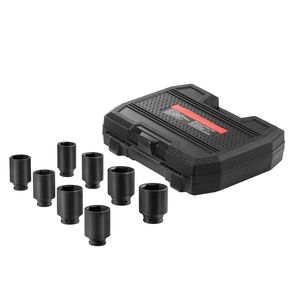 Set di chiavi a bussola per dadi di cardano SAE a 6 punte - 8 pezzi - Attacco da 3/4" - Trattamento termico CR-MO - Set di chiavi a bussola a impatto per dadi di cardano di grandi dimensioni - Product Image 1