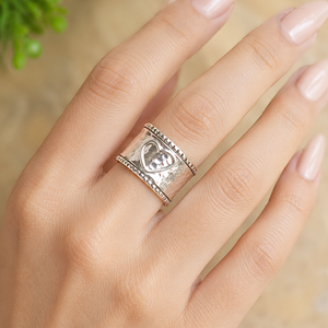 925 Sterling <b>Silver</b> Heart <b>Spinner</b> <b>Ring</b> Wide Band Meditation <b>Ring</b> Rose Gold Plated Yellow Gold Plated Fidget <b>Ring</b> Handmade Women - Product Image 1
