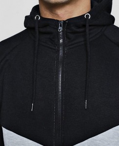Ensemble de survêtement à capuche pour homme, couleur contrastée, sweat-shirt à fermeture éclair intégrale avec poches latérales, vêtements décontractés d'automne, mélange de polyester et de coton - Product Image 3