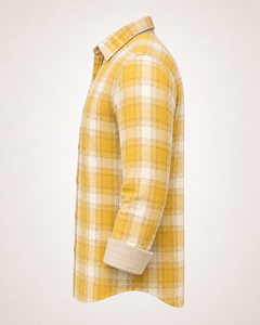 Chemise décontractée en coton à manches longues pour homme, à carreaux jaunes, personnalisée OEM, respirante, boutonnée, en flanelle, vente en gros - Product Image 5
