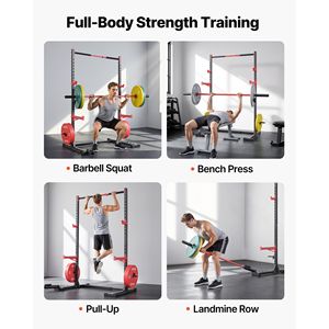 Rack de Squat Multifonctionnel pour la Maison avec Cage de Musculation, 6 Bandes de Résistance et Ajustement de Largeur – Équipement d'Entraînement de Force - Product Image 3