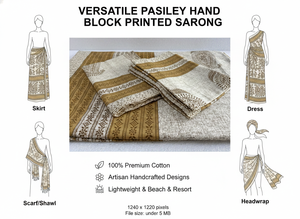 ผ้าซิ่นพิมพ์ลายเพสลีย์ ผ้าฝ้ายพิมพ์ลายด้วยมือ สีพาสเทลอ่อน สำหรับใส่ไปทะเลในฤดูร้อน ผ้าปาเรโอ กระโปรงพันตัว ผ้าพิมพ์ลายดอกไม้เนื้อนุ่ม พิมพ์ลายแบบชาวชาวปั๊ยปุระ ใช้คลุมตัวที่สระว่ายน้ำ - Product Image 6